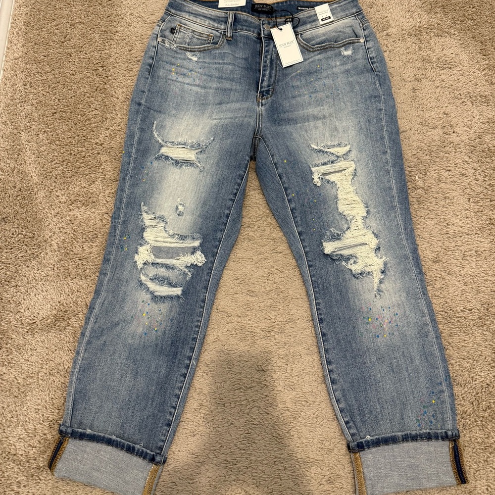 Judy Blue Women's Boyfriend Fit Distressed Denim